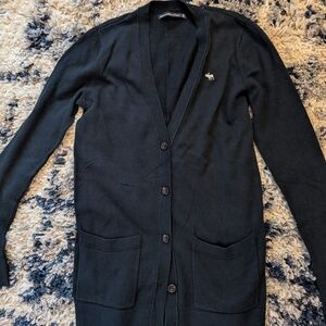 Abercrombie & Fitch Black Women's Long V-Neck Cardigan